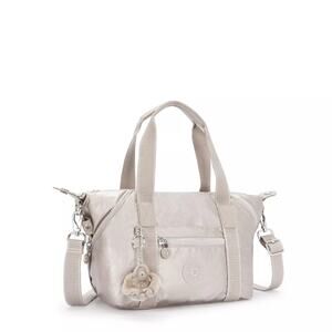 NEW Kipling Mini Tote Bag Purse Metallic Glow Monkey Charm Shoulder Strap Handle